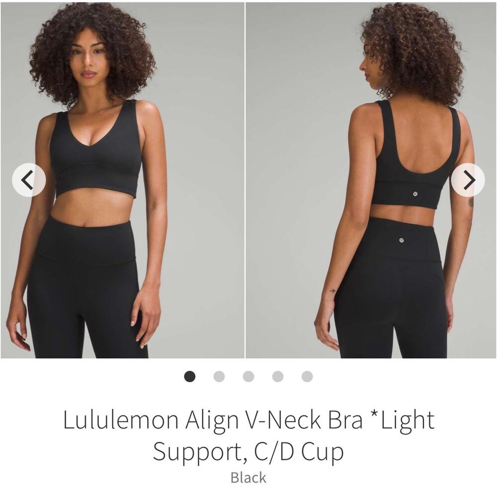 Lululemon Align V-Neck Bra *Light Support, C/D Cup size 6 Black